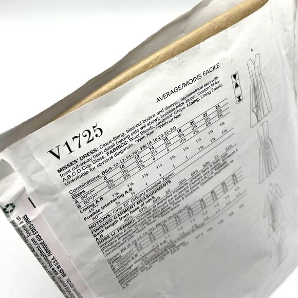 Vogue Sewing Pattern V1725 Asymmetrical Hem V Neck Long Dress B5 8 10 12 14 16 - Picture 4 of 6